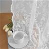 FINECITY Tende in pizzo bianco, lunghezza 114 cm, per finestra della cucina, design rustico con foglie floreali, 2 pannelli, tasca per asta, tende in pizzo velato per la privacy, 106 x 114 cm, bianco