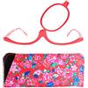 Mini Brille - Occhiali il Trucco Donne portatili, Make up Occhiali Monolente da Trucco Diottrie + 3.0 (Rosso)