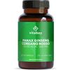 Vitabay Ginseng Rosso Panax 600 mg Estratto - 120 Capsule Vegane - Standardizzato al 20% Ginsenosidi - Vero Ginseng Coreano C.A. Meyer - Testato in Laboratorio in Germania - 2 Mesi