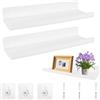 IETWATE 2 mensole da parete per bagno senza foratura, 30 cm, in acrilico, autoadesive, per decorare pareti e soggiorno, camera da letto, cucina, sala da pranzo (bianco)