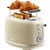 Wiltal Tostapane Retrò 2 Fette in Acciaio Inox - Tosta Pane Compatto con Scalda Pane, 6 Livelli, Funzione Scongelamento e Riscaldamento, Espulsione Automatica, Design Vintage Beige Elegante