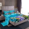 Loussiesd Underwate Set di lenzuola King Size , set di biancheria da letto con animali oceanici decorativi per mare, set di lenzuola da uomo, adulto, nuoto, animali, pesce, 4 pezzi con 2 federe