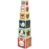 Janod - Baby Forest Piramide 6 Cubi (Legno), Giocattolo per Apprendimento Precoce, Giocattolo Da Costruire e Impilare, per Lo Sviluppo Della Motricità Fine - Da 1 Anno in su, J08016