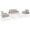 Set salotto CAPTIVA con 1 divano, 2 poltrone e 1 tavolino in alluminio bianco textilene tortora