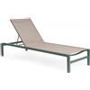 Set di 4 lettini reclinabili KONNOR in alluminio verde e textilene tortora, con ruote