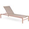 Set di 4 lettini reclinabili KONNOR in alluminio rosa e textilene tortora, con ruote