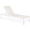 Set di 4 lettini reclinabili KONNOR in alluminio e textilene bianco, con ruote