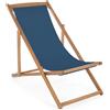 Konte.Design Set di 4 sdraio NOEMI in legno di acacia e tessuto blu, reclinabili