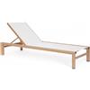 Lettino reclinabile SKIPPER NEW in alluminio color legno e textilene bianco, con ruote