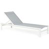 Lettino reclinabile SKIPPER NEW in alluminio bianco e textilene grigio, con ruote