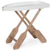 Tavolino pieghevole GOZZO in legno bianco e gambe naturali, finitura invecchiata 76 x 40 cm