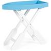 Tavolino pieghevole GOZZO in legno azzurro e gambe bianche 60 x 30 cm