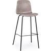 Set di 2 sgabelli KYRA in similpelle beige e gambe in acciaio nero