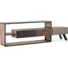 Konte.Design Porta tv MANCHESTER in legno di mango e acciaio nero, 195x38x60 cm