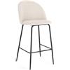 Set di 2 sgabelli CARRY in tessuto avorio bouclé e gambe acciaio nero