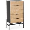 Cassettiera ALLYCIA in legno di frassino nero e naturale, 64x40x115,5 cm