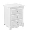Comodino BLANC in legno bianco e 3 cassetti effetto decapato, 40x34x63,5 cm