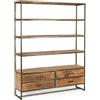 Libreria ELMER in legno di acacia e acciaio 145x35x190 cm