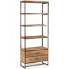 Libreria ELMER in legno di acacia e acciaio 73x35x190 cm