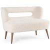 Divano CORTINA in tessuto bianco effetto lana e gambe in legno rubberwood