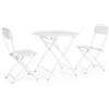 Set bistrot YVONNE con tavolo e 2 sedie in acciaio bianco