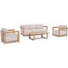 Konte.Design Set salotto THESEUS con 1 divano, 2 poltrone e 1 tavolino in alluminio effetto legno