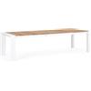 Tavolo allungabile CAMERON in alluminio bianco e legno teak 228×100 cm - 294×100 cm