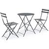 Set bistrot WISSANT con tavolo e 2 sedie in acciaio antracite