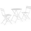 Set bistrot WISSANT con tavolo e 2 sedie in acciaio bianco