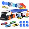 Herefun Camion Giocattolo Trasportatore, Giocattolo da Corsa Pieghevole per Bambini, Camion Macchinine con Sonori e Luminosi, Grande Trasportatore Veicoli, Regalo per Bambini 3 4 5 6+