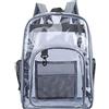 VURGER Zaino trasparente da uomo e da donna, resistente, in plastica PVC, trasparente, casual, per la scuola, per ragazze e ragazzi, Grigio, 42*33*15cm/16.5*13*6in
