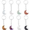 SUPERFINDINGS 8 Stili Gemstone Portachiavi Luna Cristallo Pietra Portachiavi Pietra Naturale Ciondoli di cristallo di quarzo con ferro Split Key Rings per le donne chiave Borsa Borsa Decorazione
