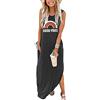 Sxkayxr Vestito Donna Estate Elegante Maxi Canotta Abito Donna Estivo Lungo Abito Spiaggia Vestito Donna Sexy Casual Senza Maniche Maxi Vestito Gilet Abito con Tasche