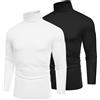 COOFANDY Lupetto Uomo Dolcevita Manica Lunga 2 Pezzi Maglia Collo Alto Slim Fit Basic Sottogiacca Maglia Termica Sottile Aderente T-Shirt Casual e Business Bianco/Nero XXL