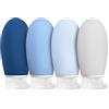 Opret Bottiglie da Viaggio 100ml in Silicone, 4 Pezzi Kit Contenitori da Viaggio Flaconi con Custodia per Shampoo, Liquidi and Lozione, Nessun BPA