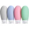Opret Bottiglie da Viaggio 100ml in Silicone, 4 Pezzi Kit Contenitori da Viaggio Flaconi con Custodia per Shampoo, Liquidi and Lozione, Nessun BPA