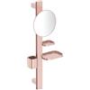 Ideal Standard Alu+ Barra multifunzione, Combinazione di accessori S, con specchio cosmetico Ø 205 mm (ingrandimento 3x), realizzato in alluminio riciclato all'100% - Rosé (310.5x160x717 mm)