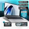 FUCHU Laptop Windows 11 Laptop Intel i7 8500Y 16GB RAM 1TB SSD portatile studio ufficio Computer portatile PC sblocco impronte digitali Notebook - Argento