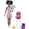 Barbie -Babysitter Afroamericana e Bebè, con tanti accessori a tema festa, Giocattolo per Bambini 3+ Anni, GRP41
