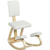 HOMCOM Sedia Inginocchiatoio Dondolante in Tessuto Effetto Lino e Legno di Betulla, 51x84x93 cm, Crema | Aosom Italy