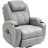 HOMCOM Poltrona Massaggiante e Reclinabile con Poggiapiedi e Telecomando, in Pelle PU, 89x99x106 cm, Grigio | Aosom Italy