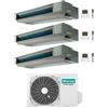 Hisense Climatizzatore Canalizzato Trial Split serie Slim ADT 9+9+18 con 4AMW81U4RJC Inverter R32 Wi-Fi Optional Classe A++ ,