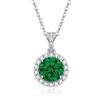 Dada Gioielli - Collana Rotondo 11mm Punto Luce Argento 925 Con Zirconi Brillanti Catenina 45+5cm (Verde Smeraldo)