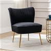 chairus Poltrona da Salotto in Velluto Sedia Imbottita Senza Braccioli Poltroncina Lounge con Gambe in Metallo Poltrone Moderne Design per Camera da Letto/Soggiorno, Nero