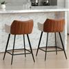 chairus Sgabelli da Bar Moderni Set di 2 Sgabelli da Banco Patchwork in Pelle PU + Lino Sgabelli da Pranzo con Gambe in Metallo(Beige(Lino))
