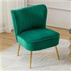chairus Poltrona da Salotto in Velluto Sedia Imbottita Senza Braccioli Poltroncina Lounge con Gambe in Metallo Poltrone Moderne Design per Camera da Letto/Soggiorno, Verde