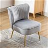 chairus Poltrona da Salotto in Velluto Sedia Imbottita Senza Braccioli Poltroncina Lounge con Gambe in Metallo Poltrone Moderne Design per Camera da Letto/Soggiorno, Grigio