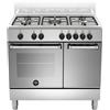 LA GERMANIA AMN9P5EXV CUCINA 90x60 CON PORTA BOMBOLA 5 FUOCHI A GAS FORNO ELETTRICO COLORE INOX