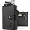 TEEHON Portafoglio Uomo RFID Bloccante Pelle Sintetica, Portafoglio Uomo Slim con Porta Carte di Credito, con Scomparto Banconote, Tasca Monete & Finestra ID Chiusura a Bottone - Nero