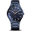 BERING Solar 15239-797 Orologio da polso da uomo, cassa in titanio blu da 39 mm e quadrante blu, cinturino in titanio con elementi in titanio, 10 ATM